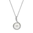 Sterling Silver Simulated Pearl And Diamond Accent Pendant, Women's, Size: 18, White