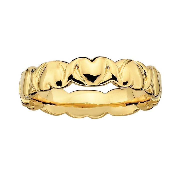 Stacks And Stones 18k Gold Over Silver Heart Stack Ring, Women's, Size: 8, Yellow