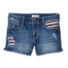 Girls 7-16 Mudd&reg; Dark Wash Embroidered Pocket Jean Shorts, Girl's, Size: 8, Blue