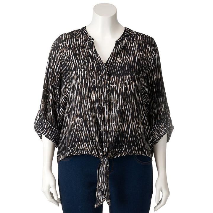 Plus Size Apt. 9&reg; Textured High-low Blouse, Women's, Size: 2xl, Med Beige