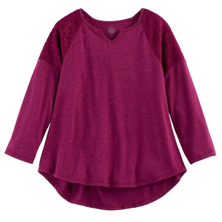 Girls 7-16 & Plus Size So&reg; Crochet Lace Shoulder Top, Size: 7-8, Med Purple