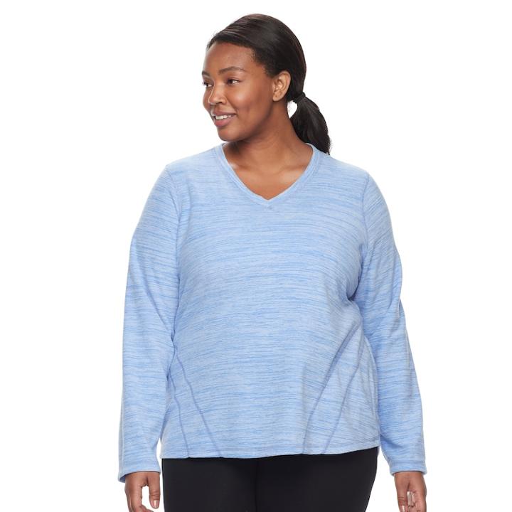 Plus Size Tek Gear&reg; Microfleece V-neck Top, Women's, Size: 1xl, Med Blue
