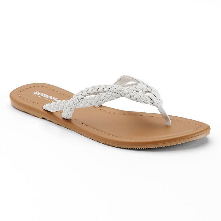 Sonoma Goods For Life&trade; Braided Flip-flops, Women's, Size: Medium, White