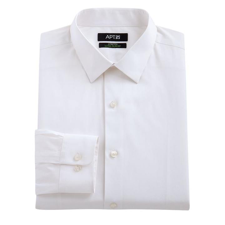 Men's Apt. 9&reg; Extra-slim Solid Stretch Dress Shirt, Size: 17-32/33, White