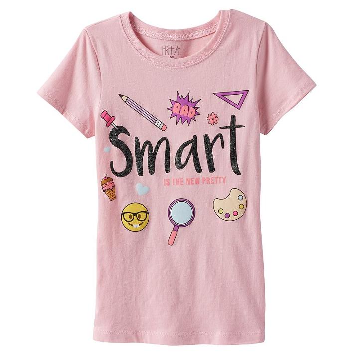 Girls 4-6x Emoji Smart Is The New Pretty Graphic Tee, Girl's, Size: 6x, Light Pink