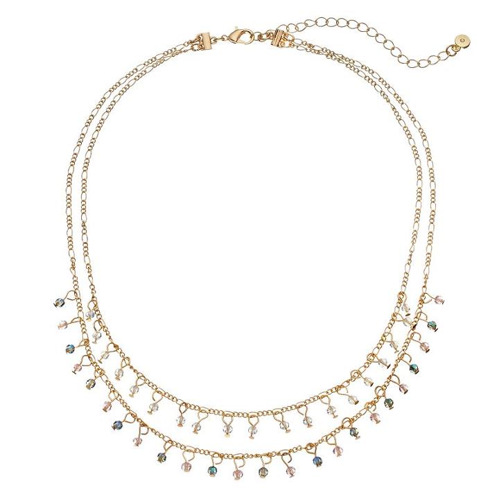 Lc Lauren Conrad Beaded Double Strand Necklace, Women's, Multicolor