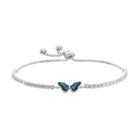 Silver Plated Crystal Butterfly Bolo Bracelet, Women's, Size: 9, Blue