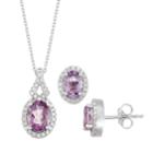 Sterling Silver Lab-created Amethyst & Lab-created White Sapphire Pendant & Earring Set, Women's, Purple