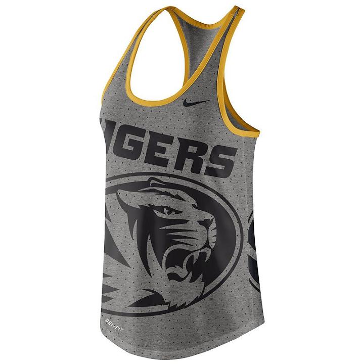 Women's Nike Missouri Tigers Dri-blend Tank, Size: Xxl, Dark Grey