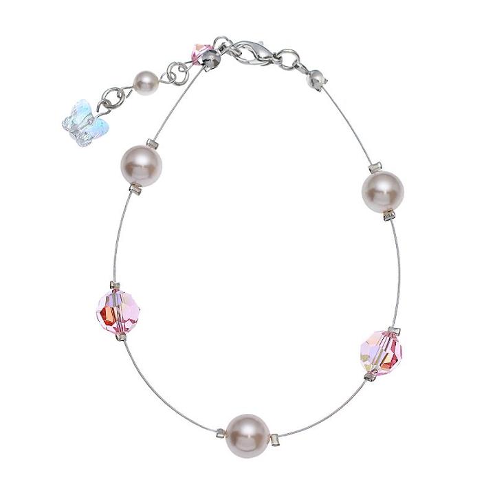Crystal Avenue Silver-plated Simulated Pearl And Crystal Bead Bracelet - Made With Swarovski Crystals, Women's, Size: 7, Red