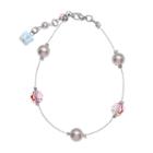 Crystal Avenue Silver-plated Simulated Pearl And Crystal Bead Bracelet - Made With Swarovski Crystals, Women's, Size: 7, Red