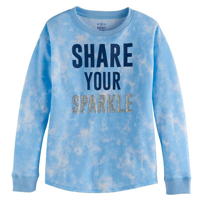Girls 7-16 So&reg; French Terry Shine Pullover, Size: 7-8, Light Blue