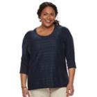 Plus Size Croft & Barrow&reg; Lace-front Scoopneck Tee, Women's, Size: 2xl, Blue
