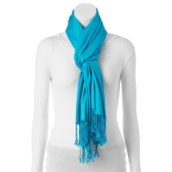 Twill Pashmina Wrap, Women's, Turquoise/blue (turq/aqua)