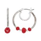 Napier Beaded Double Hoop Earrings, Women's, Red