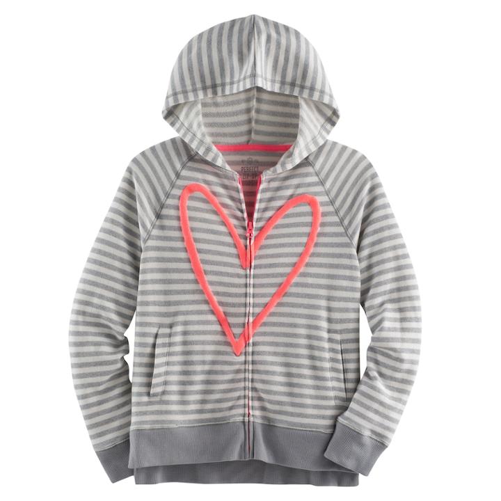 Girls 7-16 So&reg; Puff-print Perfect Zip-up Hoodie, Size: 14, Brt Pink