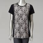 Women's Simply Vera Vera Wang Print Crinkle Tee, Size: Large, Black