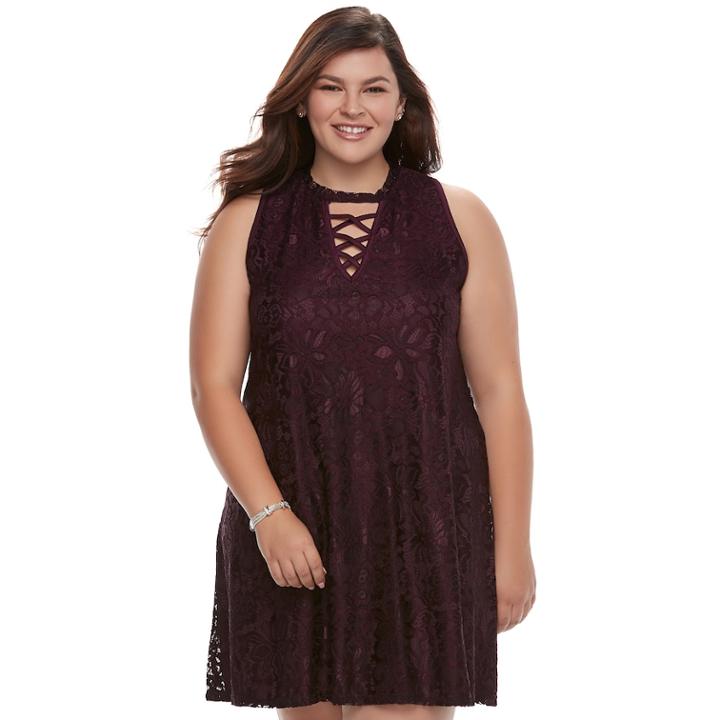 Juniors' Plus Size Liberty Love Lace Shift Dress, Teens, Size: 3xl, Drk Purple
