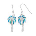 Lab-created Blue Opal Sterling Silver Palm Tree Drop Earrings, Women's