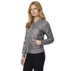 Women's Heat Keep Down Puffer Bomber Jacket, Size: Medium, Light Grey