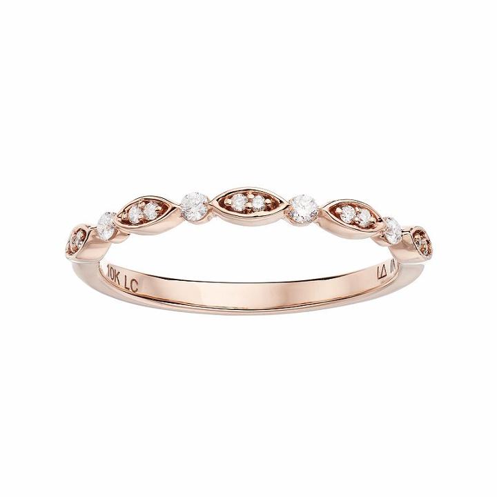 Lc Lauren Conrad 10k Gold 1/8 Carat T.w. Diamond Marquise Ring, Women's, Size: 9, White