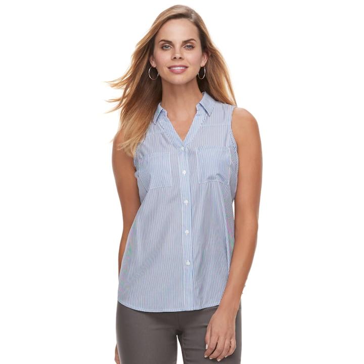 Women's Apt. 9&reg; Sleeveless Blouse, Size: Large, Med Blue
