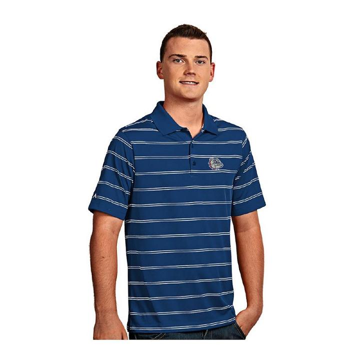 Men's Antigua Gonzaga Bulldogs Deluxe Striped Desert Dry Xtra-lite Performance Polo, Size: Xl, Dark Blue