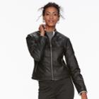 Women's Chaps Faux-leather Jacket, Size: Medium, Black