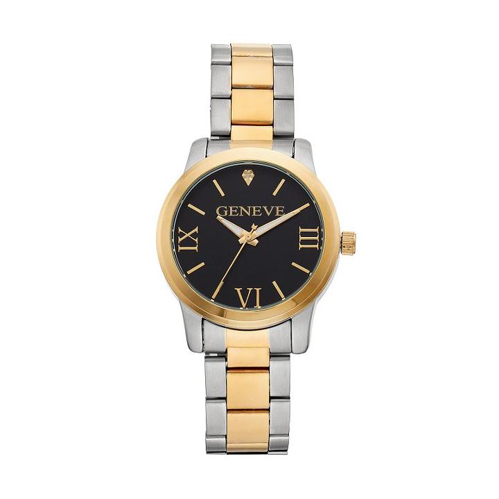 Unisex Geneve Stainless Steel Diamond Watch, Multicolor