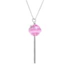 Amore By Simone I. Smith A Sweet Touch Of Hope Platinum Over Silver Crystal Lollipop Pendant, Women's, Size: 26, Pink