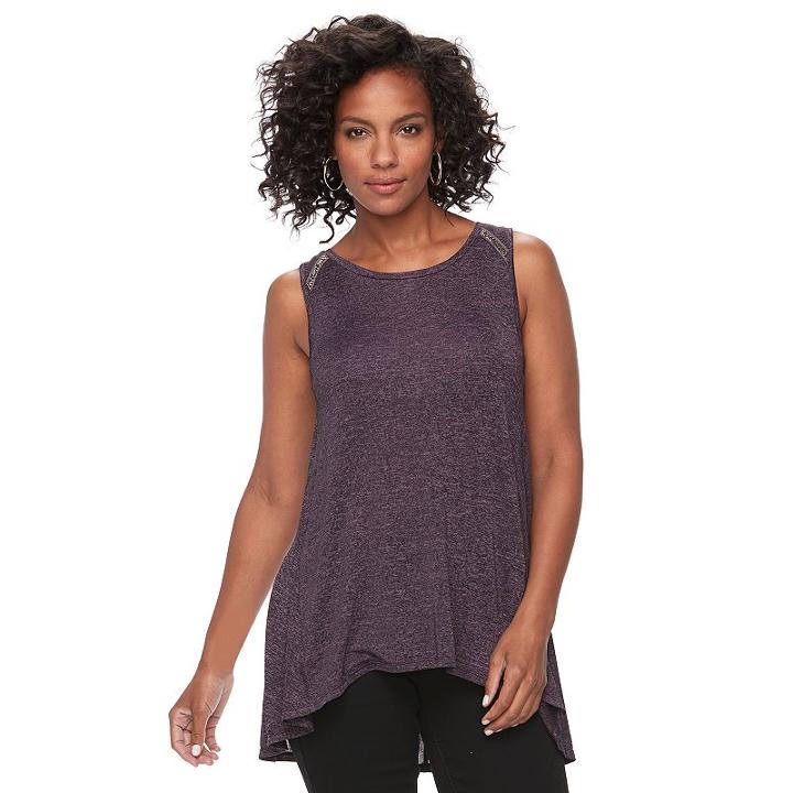 Women's Apt. 9&reg; Marled High-low Tank, Size: Large, Med Purple