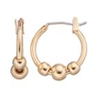 Chaps Triple Beaded Hoop Earrings, Women's, Gold