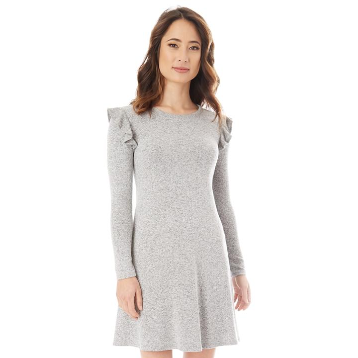 Juniors' Iz Byer Ruffled Sweaterdress, Teens, Size: Xl, Light Grey