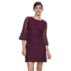 Women's Sharagano Bell Sleeve Lace Shift Dress, Size: 16, Purple
