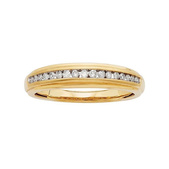 Men's 14k Gold Igl Certified 1/4 Carat T.w. Diamond Wedding Band, Size: 11, White