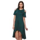 Women's Jennifer Lopez Embellished Cold-shoulder Shift Dress, Size: Xs, Dark Green
