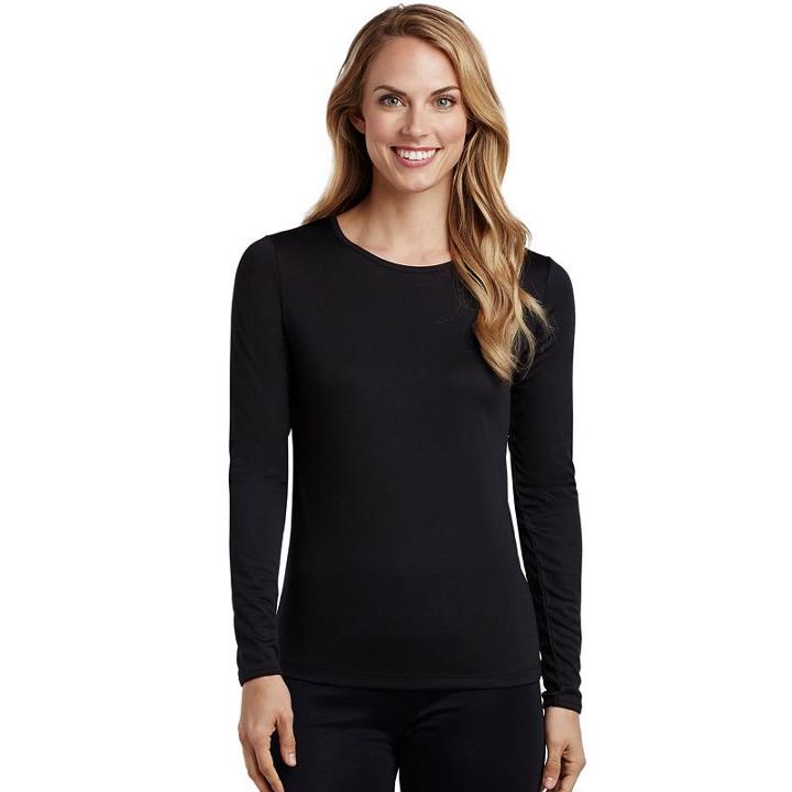 Petite Cuddl Duds Climatesmart Crewneck Top, Women's, Size: Xl Petite, Black