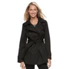 Women's Towne By London Fog Double-breasted Trench Coat, Size: Small, Black