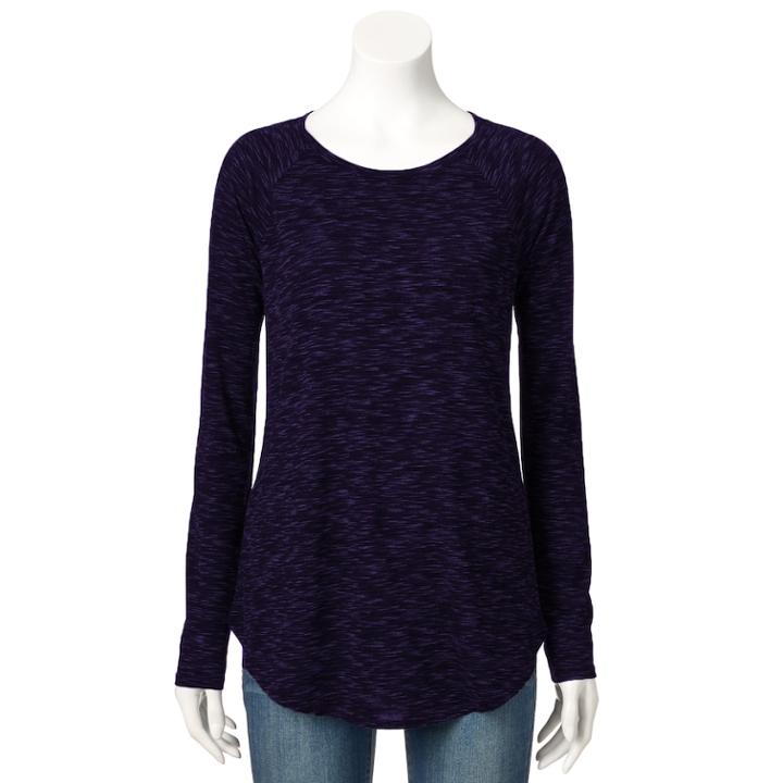 Women's Apt. 9&reg; Essential Raglan Tunic, Size: Xs, Dark Blue