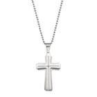 1913 Men's Stainless Steel Cubic Zirconia Cross Pendant, Size: 24, White