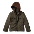 Boys 4-7 Urban Republic Hooded Sherpa-lined Peached Twill Midweight Jacket, Boy's, Size: 5-6, Dark Green