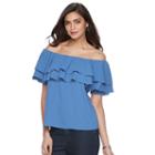 Women's Jennifer Lopez Studded Off-the-shoulder Top, Size: Medium, Blue (navy)