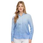 Women's Izod Weekend Linen-blend Shirt, Size: Small, Light Blue