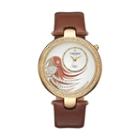Akribos Xxiv Women's Empire Diamond Parrot Leather Swiss Watch, Brown