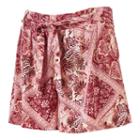 Women's French Laundry Print Pleated Soft Shorts, Size: Large, Light Red