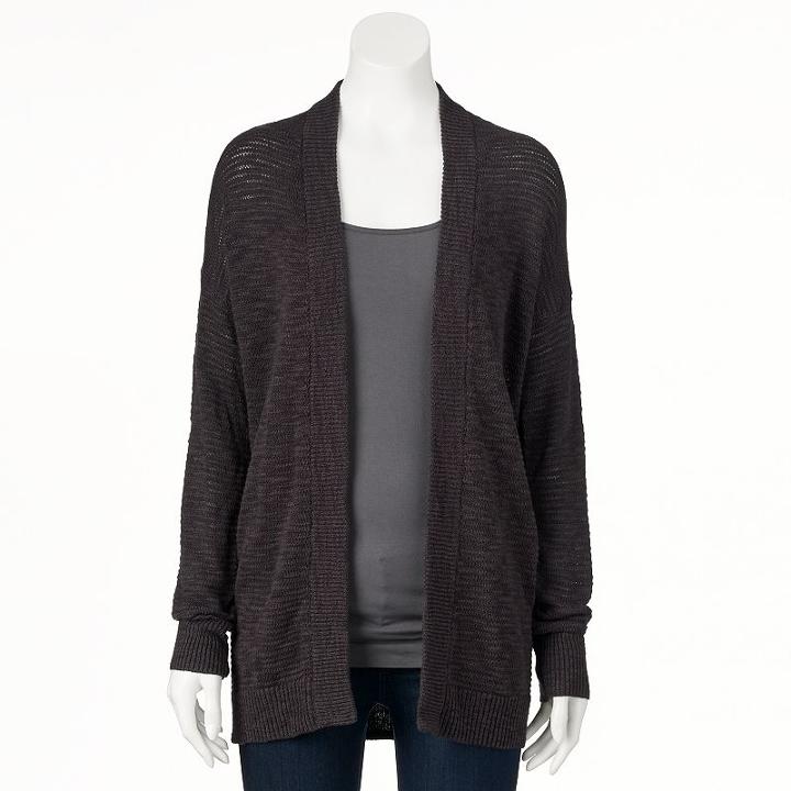 Women's Sonoma Goods For Life&trade; Slubbed Open-front Cardigan, Size: Xl, Grey