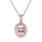 14k Rose Gold .18-ct. T.w. Diamond And Morganite Frame Pendant, Women's, Pink