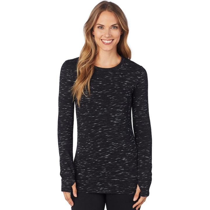 Women's Cuddl Duds Comfortwear Crewneck Top, Size: Medium, Grey (charcoal)