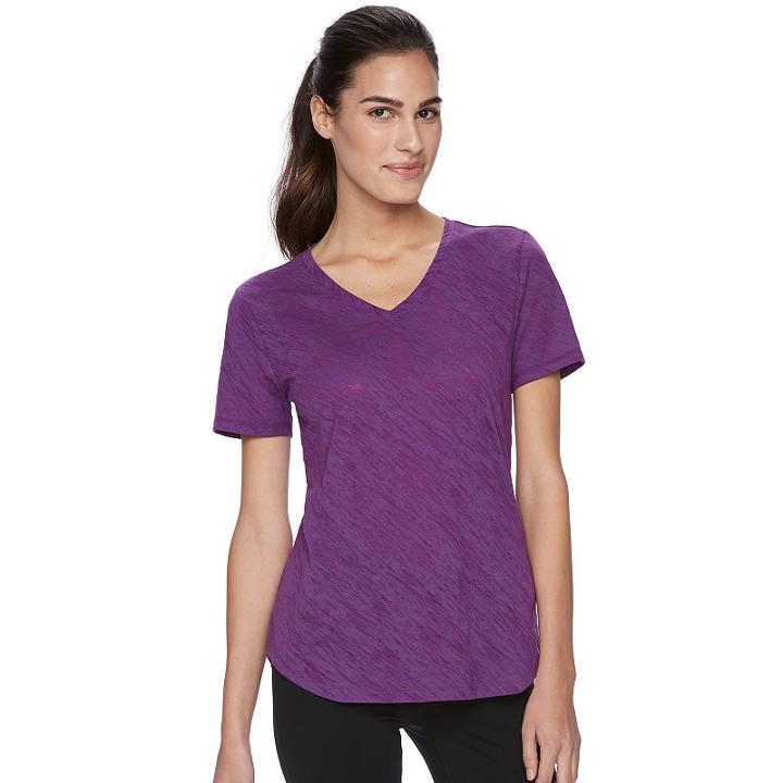 Women's Tek Gear&reg; Easy Burnout V-neck Yoga Tee, Size: Small, Med Purple