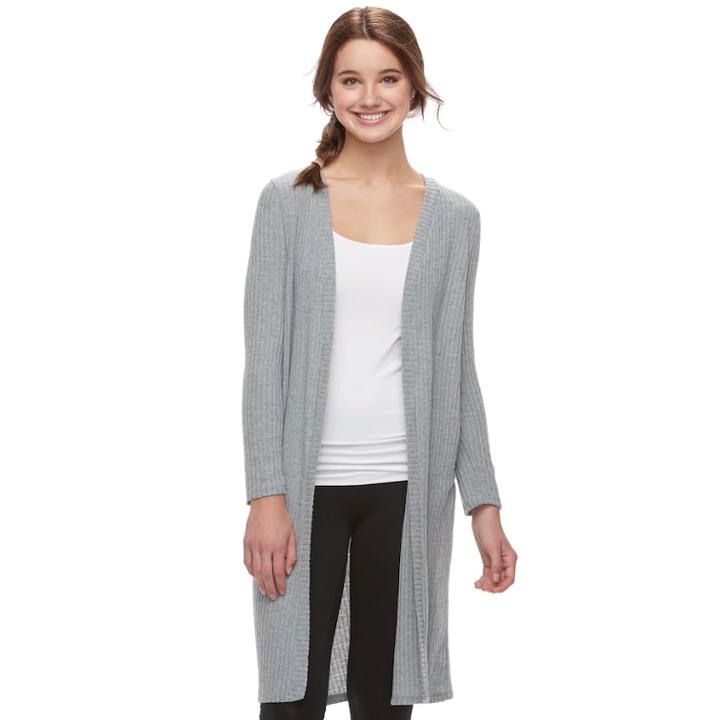 Juniors' About A Girl Cozy Duster Cardigan, Size: Small, Med Grey